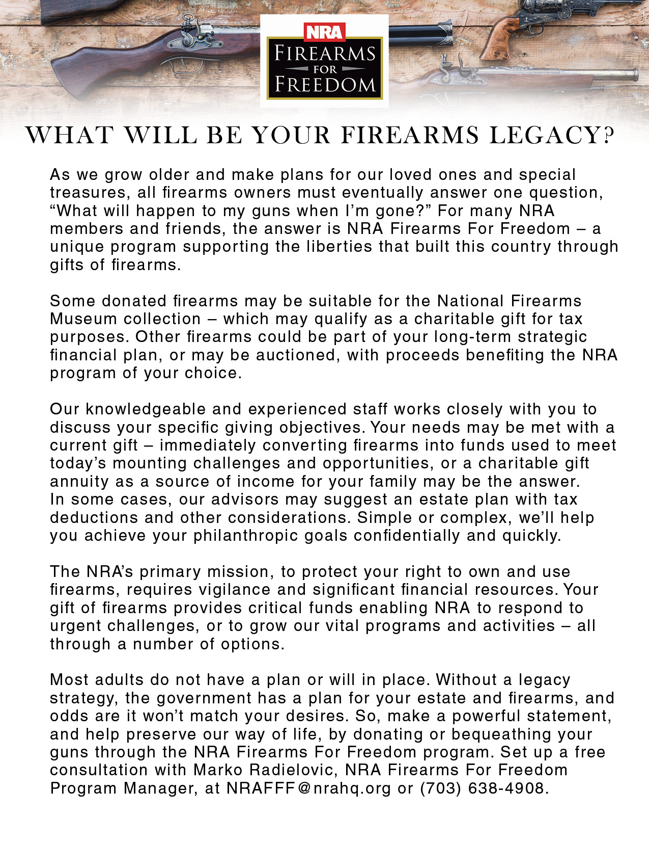 Firearms for freedom ad quarter page